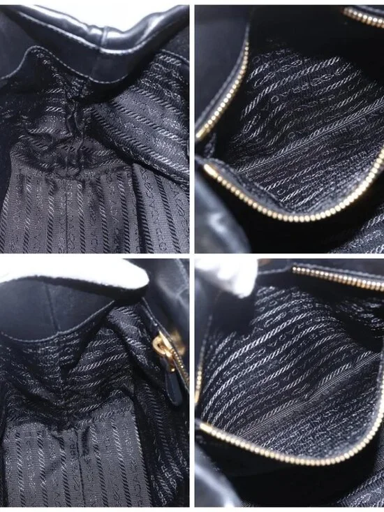 PRADA Hand Bag Leather Black Gold Auth 168382 - Picture 15 of 16